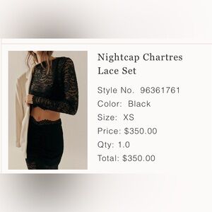 Free People Black Lace 2-piece Ensemble. Size XS- tags on/never worn